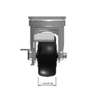 3 inch Wheel Caster with Brake, Plate, 1.25 inch wide Polyolefin Wheel