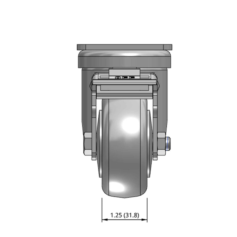 3 inch Wheel Caster with Total Lock Brake, Plate, TPR Rubber Wheel