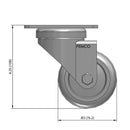 3 inch Wheel Swivel Caster, Plate Mount, 1.25 inch wide Rubber Wheel
