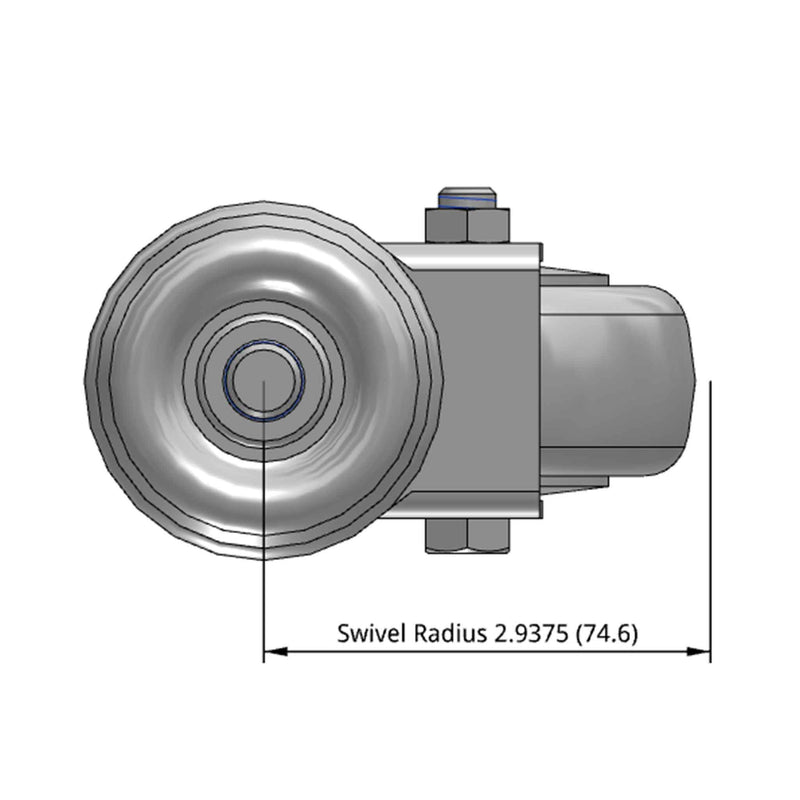 3"x1.25" TPU BB Wheel 1/2"x1.5" Threaded Stem Swivel Caster