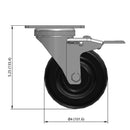 4 inch Wheel Caster with Total Lock Brake, Plate, Polyolefin Wheel