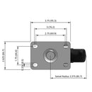 4 inch Wheel Swivel Caster, Plate, 1.25 inch wide Polyolefin Wheel
