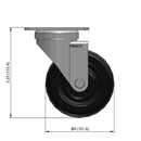 4 inch Wheel Swivel Caster, Plate, 1.25 inch wide Polyolefin Wheel