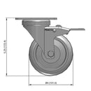 4 inch Wheel Caster with Total Lock Brake, Plate, TPR Rubber Wheel
