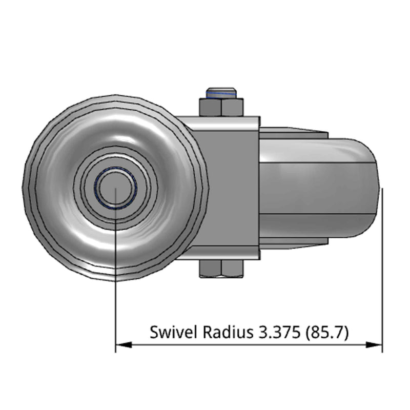 4"x1.25" TPR BB Wheel 1/2"x1.5" Threaded Stem Swivel Caster