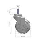 4"x1.25" TPU BB Wheel 1/2"x1.5" Threaded Stem Swivel Caster