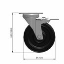 5 inch Wheel Caster with Total Lock Brake, Plate, Polyolefin Wheel