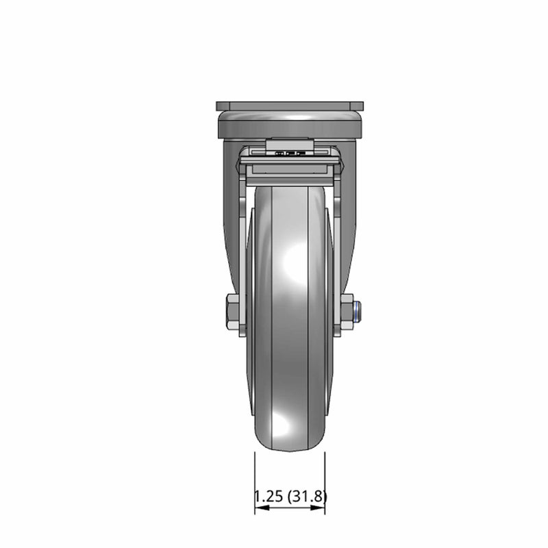 5 inch Wheel Caster with Total Lock Brake, Plate, TPR Rubber Wheel
