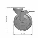 5 inch Wheel Caster with Total Lock Brake, Plate, TPR Rubber Wheel