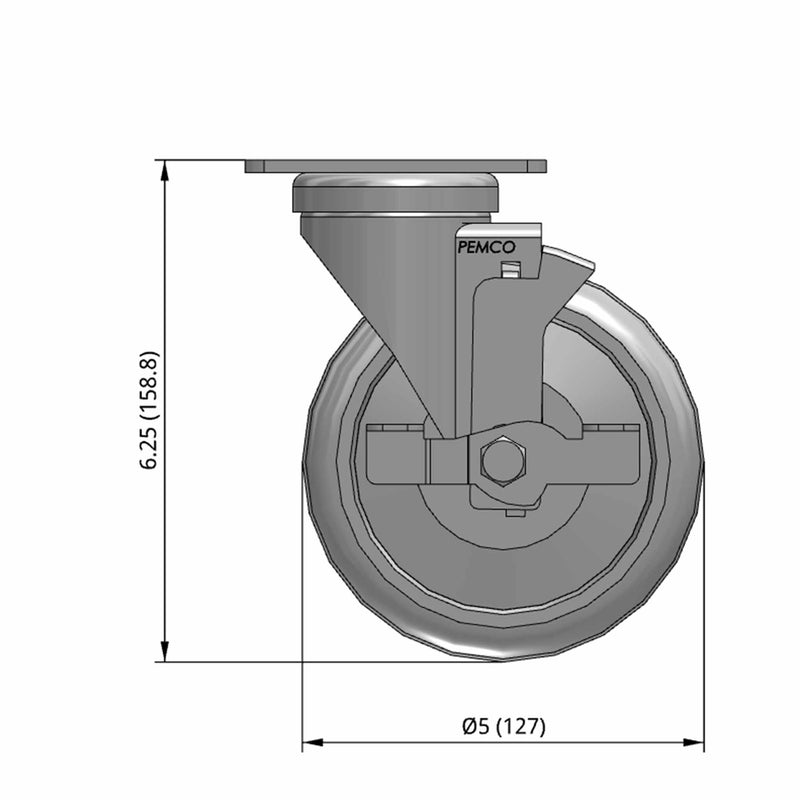 5 inch Polyurethane Swivel Caster with Brake
