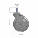 5"x1.25" TPR BB Wheel 1/2"x1.5" Threaded Stem Side Locking Caster