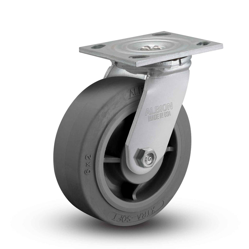 6 inch Heavy Duty Performance Rubber Wheel Caster with Precision Ball Bearings, USA Made