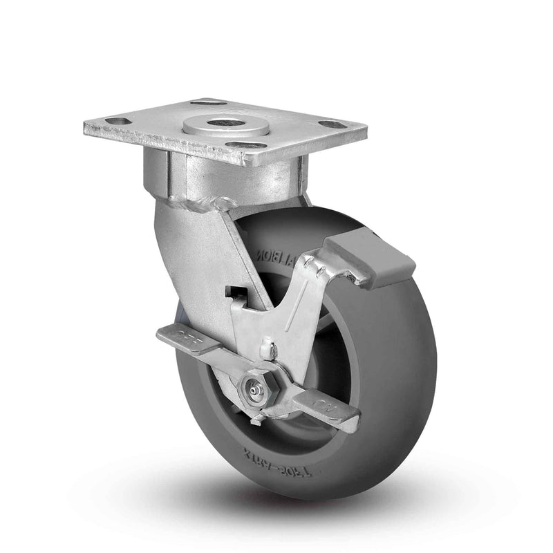 6"x2" Ergonomic Side Lock Performance-Rubber Donut Wheel Caster