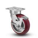 6"x2" Ergonomic Side Locking MAX-Efficiency Maroon Wheel Caster