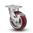 8"x2" Ergonomic Side Locking MAX-Efficiency Maroon Wheel Caster