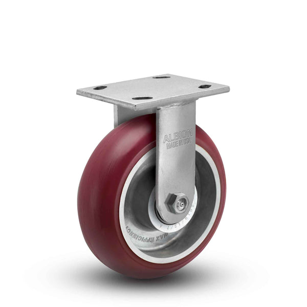 4"x2" Ergonomic Rigid Caster with MAX-Efficiency Maroon Wheel