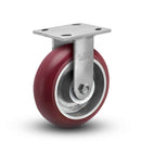 8"x2" Ergonomic Rigid Caster with MAX-Efficiency Maroon Wheel