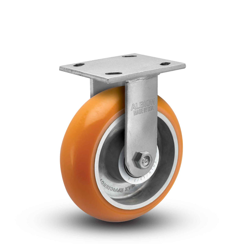 5"x2" Ergonomic Rigid Caster with MAX-Efficiency Orange Wheel