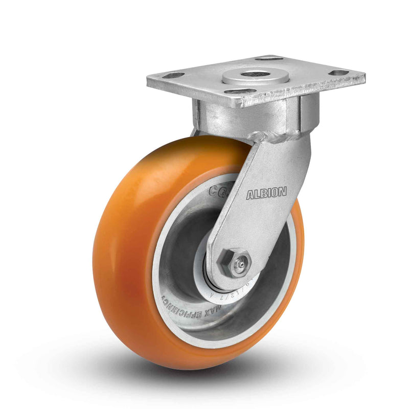 8"x2" Ergonomic Swivel Caster with MAX-Efficiency Orange Wheel
