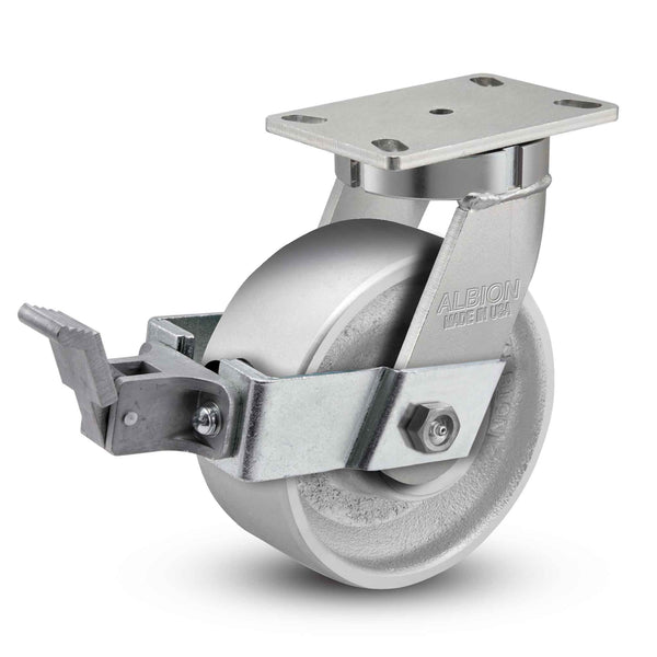 6 inch by 3 inch Heavy Duty Metal Wheel Brake Caster, USA Made Rig