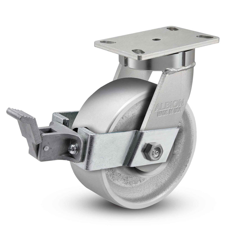 6 inch by 3 inch Heavy Duty Metal Wheel Brake Caster, USA Made Rig