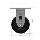 4 inch Heavy Duty Rigid Caster, USA Made Phenolic Wheel, 2 inch wide