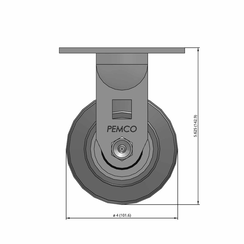 4 inch Heavy Duty Rigid Caster, USA Made TPR Rubber Wheel, 2 inch wide