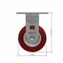 4 inch Heavy Duty Rigid Caster, USA Polyurethane Wheel, 2 inch wide