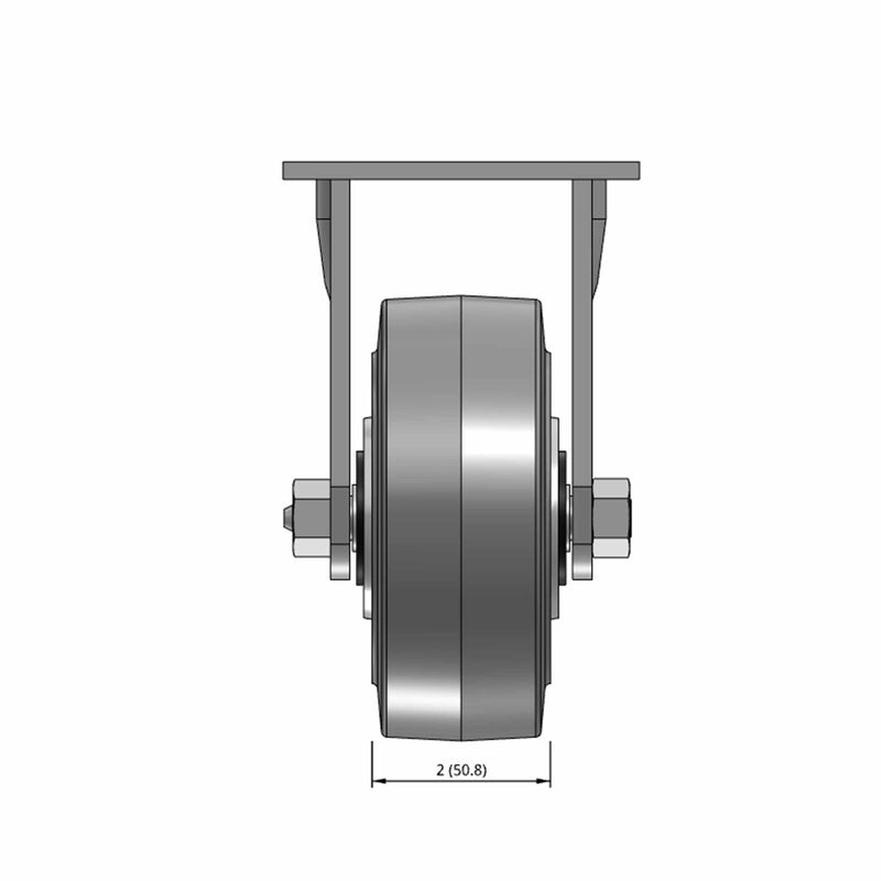 5 inch Heavy Duty Rigid Caster, USA Made TPR Rubber Wheel, 2 inch wide