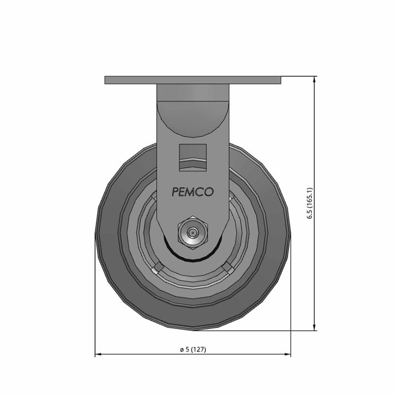 5 inch Heavy Duty Rigid Caster, USA Made TPR Rubber Wheel, 2 inch wide