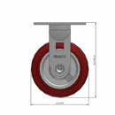 5 inch Heavy Duty Rigid Caster, USA Polyurethane Wheel, 2 inch wide