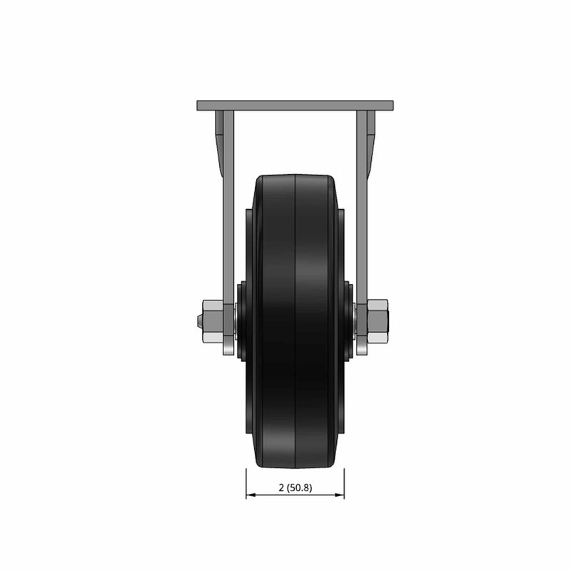 6 inch Heavy Duty Rigid Caster with Rubber-on-Iron Wheel, 2 inch wide