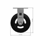 6 inch Heavy Duty Rigid Caster with Rubber-on-Iron Wheel, 2 inch wide