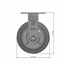 6 inch Heavy Duty Rigid Caster, USA Made TPR Rubber Wheel, 2 inch wide