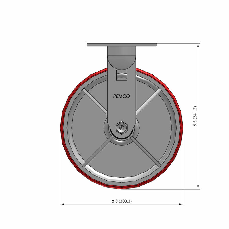 8 inch Heavy Duty Polyurethane Wheel Rigid Caster, High Capacity