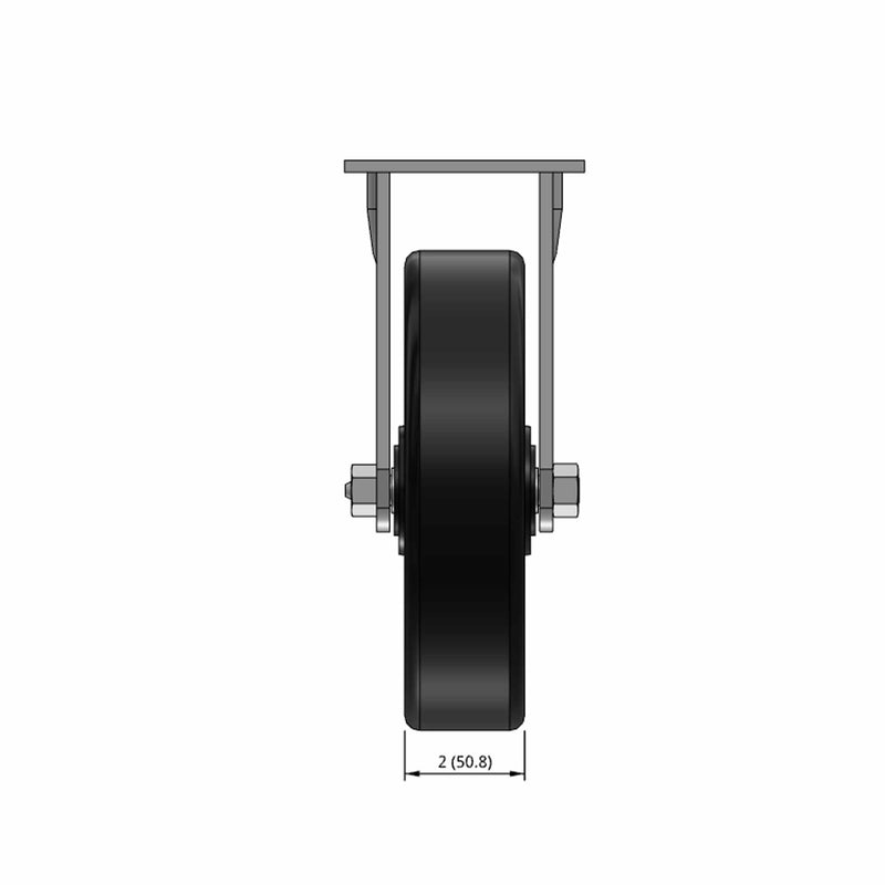 8 inch Heavy Duty Rigid Caster, USA Made Phenolic Wheel, 2 inch wide