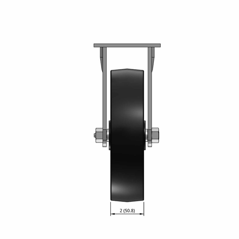 8 inch Heavy Duty Rigid Caster, USA Polypropylene Wheel, 2 inch wide