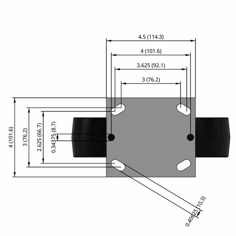 8 inch Heavy Duty Rigid Caster, USA Polypropylene Wheel, 2 inch wide