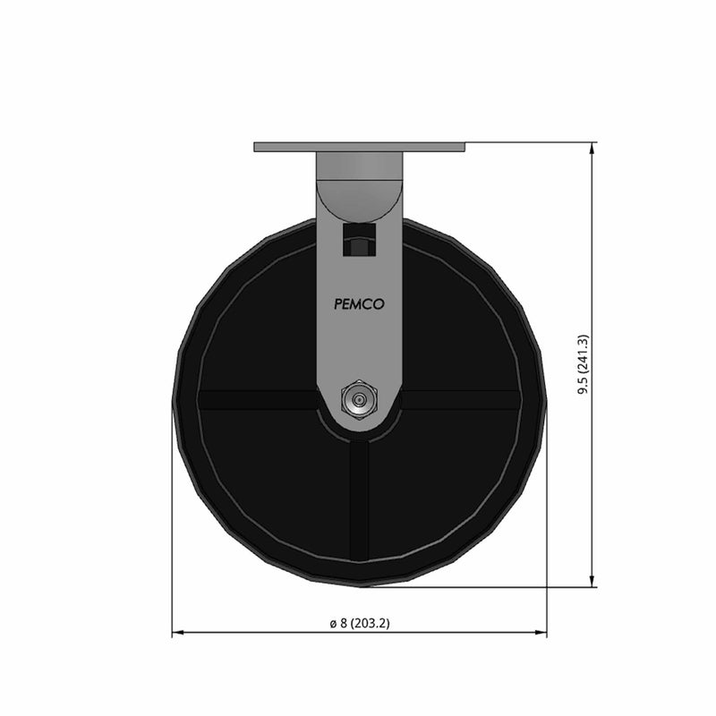 8 inch Heavy Duty Rigid Caster, USA Polypropylene Wheel, 2 inch wide