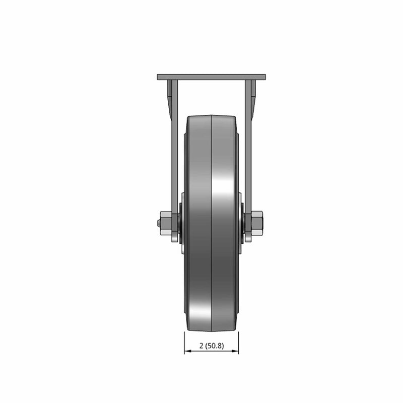 8 inch Heavy Duty Rigid Caster, USA Made TPR Rubber Wheel, 2 inch wide