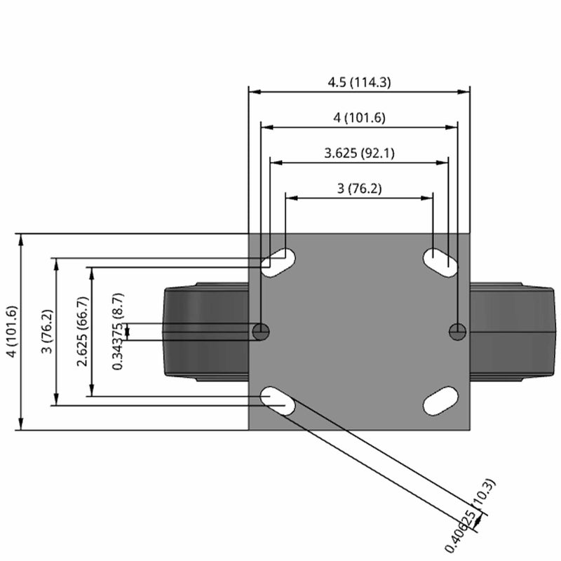 8 inch Heavy Duty Rigid Caster, USA Made TPR Rubber Wheel, 2 inch wide