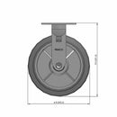 8 inch Heavy Duty Rigid Caster, USA Made TPR Rubber Wheel, 2 inch wide