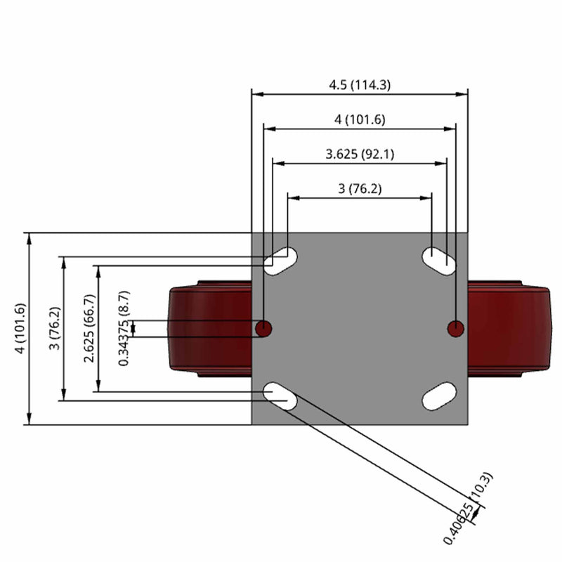8 inch Heavy Duty Rigid Caster, USA Polyurethane Wheel, 2 inch wide