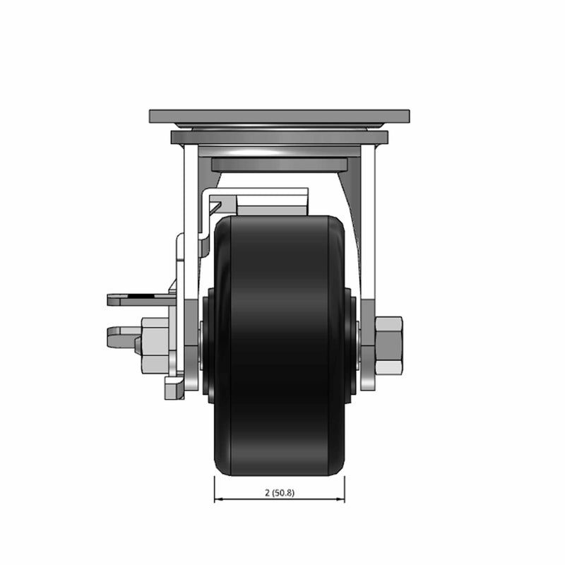 4 inch Heavy Duty USA Phenolic Wheel Brake Caster, 2 inch wide