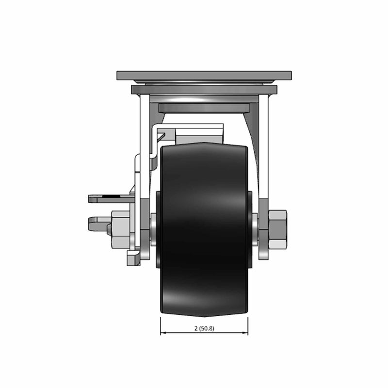4 inch Heavy Duty USA Polypropylene Wheel Brake Caster, 2 inch wide