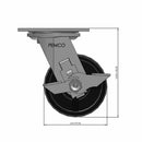 4 inch Heavy Duty USA Polypropylene Wheel Brake Caster, 2 inch wide