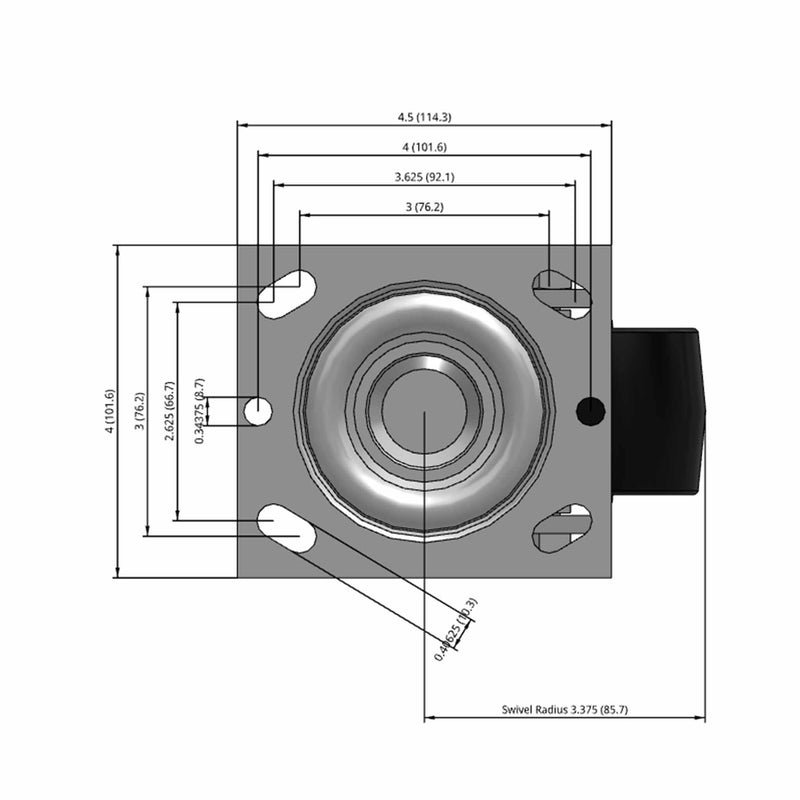 4 inch Heavy Duty USA Polypropylene Wheel Caster, 2 inch wide
