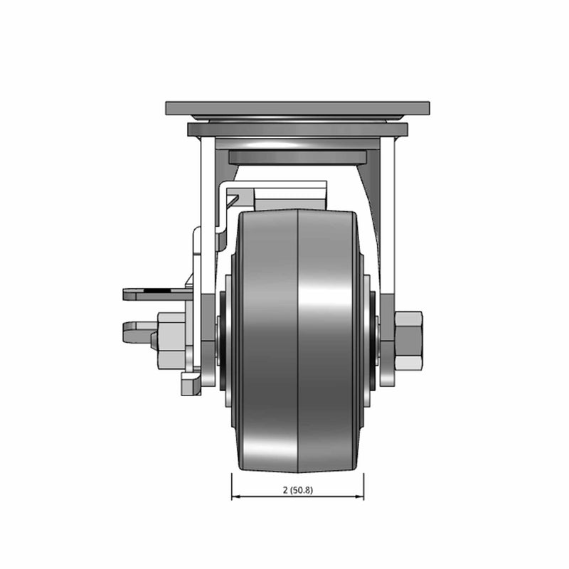 4 inch Heavy Duty USA TPR Rubber Wheel Brake Caster, 2 inch wide