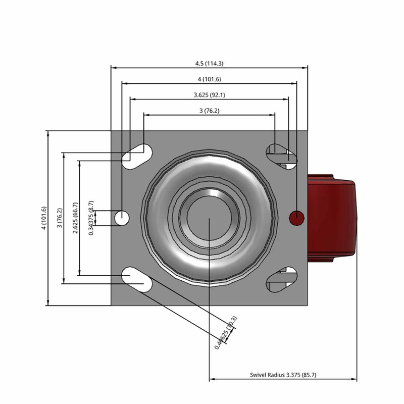 4 inch Heavy Duty USA Polyurethane Wheel Caster, 2 inch wide