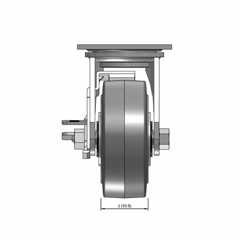 5 inch Heavy Duty USA TPR Rubber Wheel Brake Caster, 2 inch wide